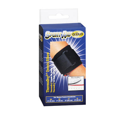 Sport Aid, Sport Aid Gold ThermaDry3 Tennis Elbow Black Medium, 1 Each
