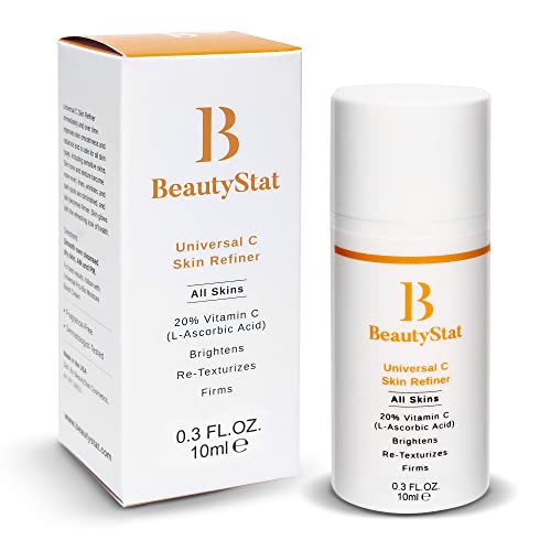 BeautyStat Universal C Skin Refiner - Vitamin C Serum for Face, 20% Pure L-Ascorbic Acid - Created by a 20+ Year Skincare Veteran Cosmetic Chemist - Travel Size (.30 oz / 10 ml)