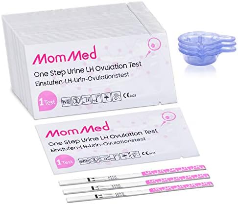 MomMed Ovulation Test Strips, 50 LH Ovulation Predictor Kit with 50 Collection Cups, Accurately Track Ovulation Test, High Sensitivity Result for Women Home Testing