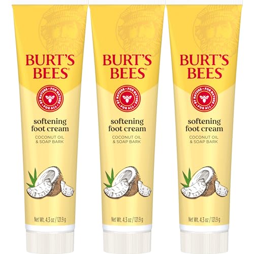 Burt's Bees Softening Foot Cream with Coconut Oil and Soap Bark, 4.3 Ounces, Pack of 3