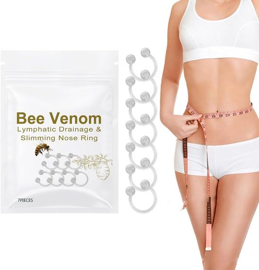 Bee Venom Lymphatic Drainage Nose Ring, Bee Venom Lymphatic Drainage and Slimming Nose Ring, for Women and Men (7Pcs)