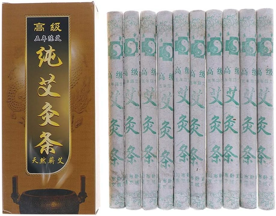 Moxibustion Rollers 10Pcs/Box Chinese Smokeless Moxibustion Stick Pure Moxa Roll Moxa Stick Bars Navel Smoked Therapy