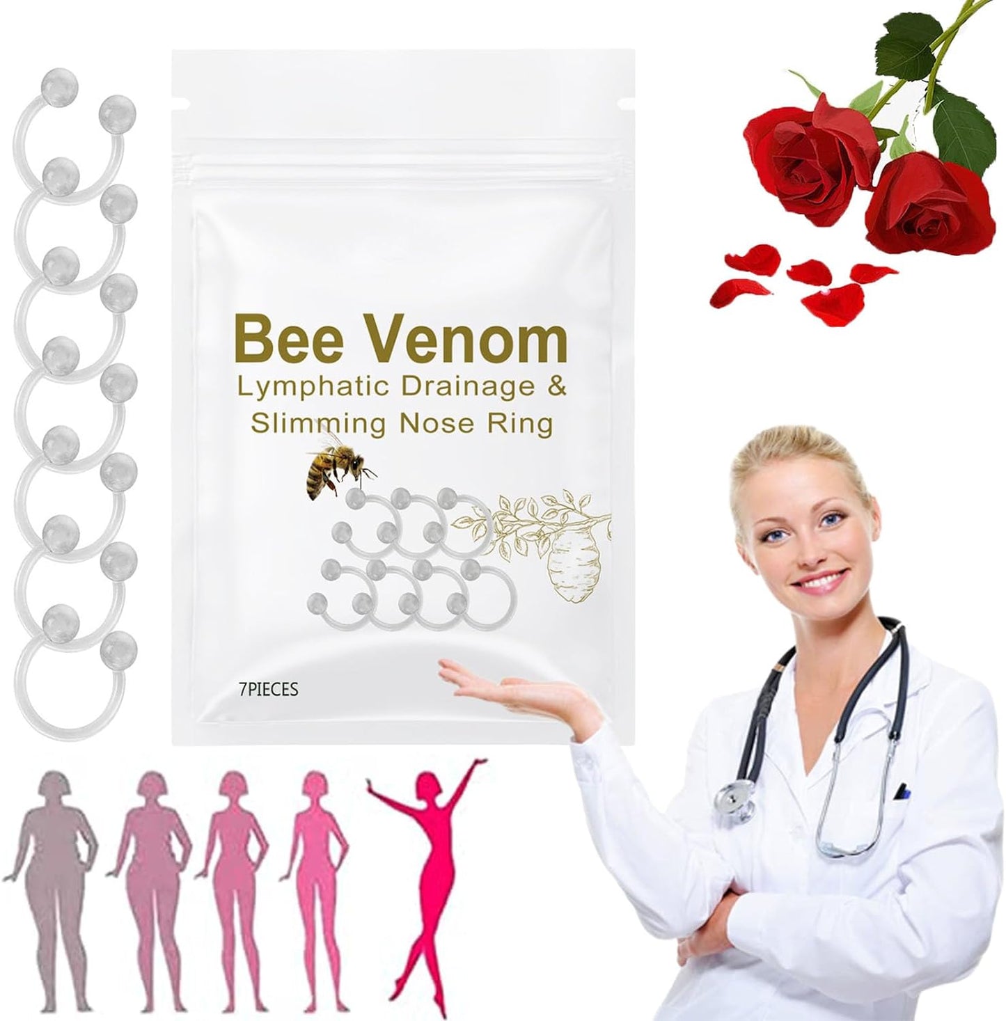 Bee Venom Slimming Nose Ring, Bee Venom Lymphatic Drainage Nose Ring, Bee Venom Lymphatic Drainage & Slimming Nose Ring (*1 Bag)
