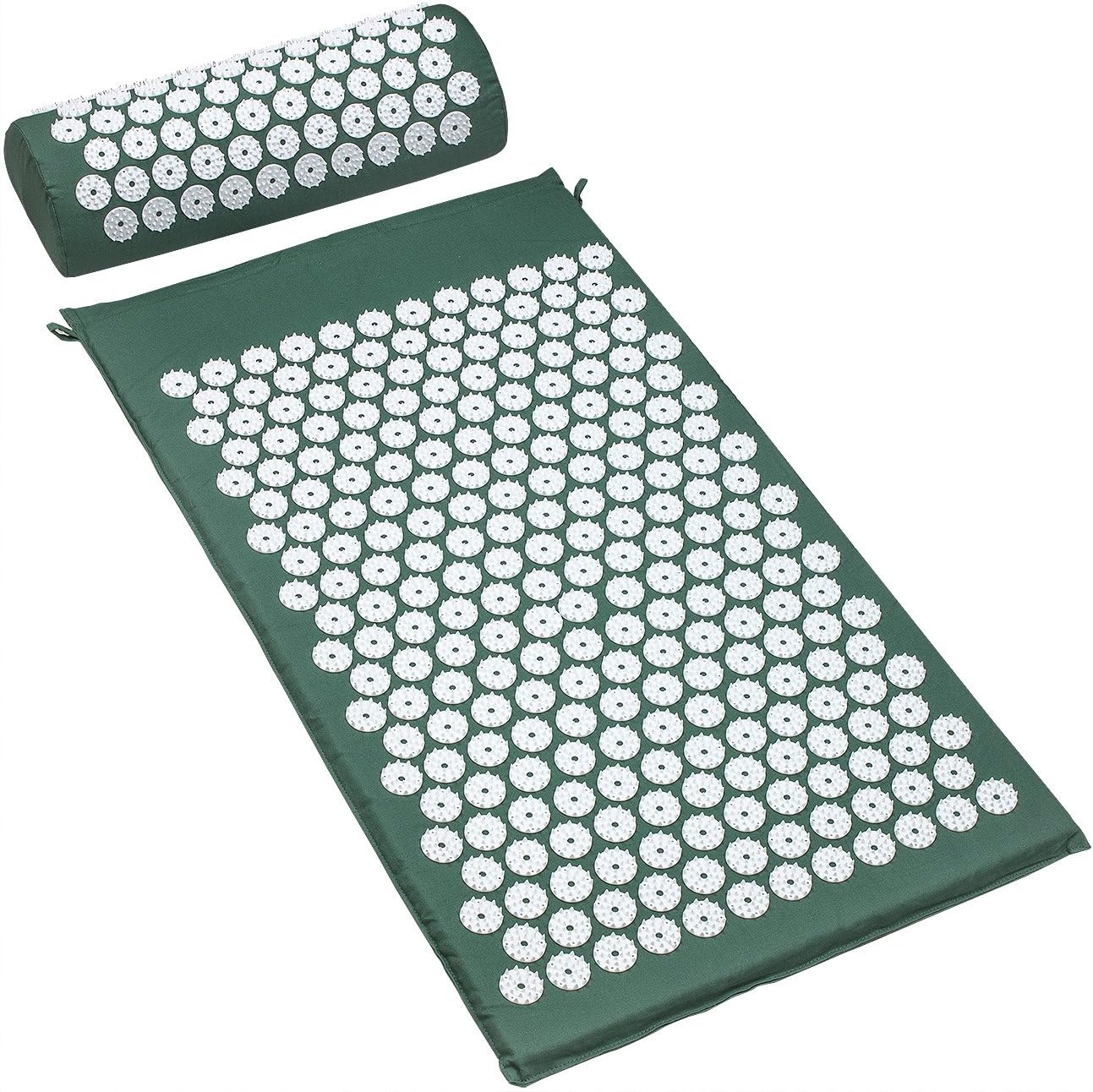 Sivan Back and Neck Pain Relief Acupressure Mat and Pillow Set, Chronic Back Pain Treatment - Relieves Your Stress of Lower Upper Back and Sciatic Pain - Green