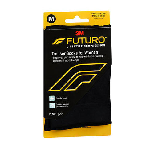 Futuro, FUTURO Lifestyle Compression Trouser Socks for Women Moderate Black Large, 1 Each