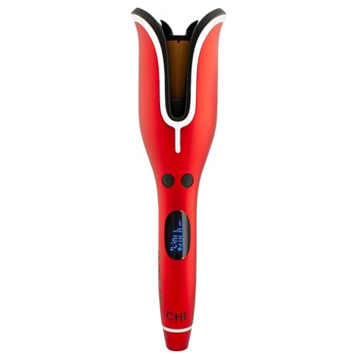 CHI Spin N Curl Ceramic Rotating Curler, Ruby Red. Ideal for Shoulder-Length Hair between 6-16�?inches.