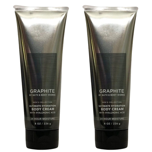 Bath and Body Works Men's Collection Ultimate Hydration Ultra Shea Body Cream 8 Oz 2 Pack (Graphite)