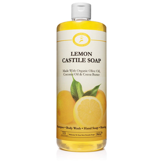 Carolina Lemon Castile Soap Liquid �?Skin-Softening Olive Oil Soap Organic Body Wash �?Pure Castile Soap Lemon Liquid Soap �?Vegan Castille Soap Liquid (Lemon, 32 ounces)