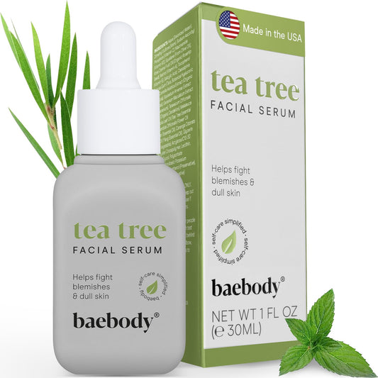 Baebody Critically Acclaimed Tea Tree Oil for Skin & Face Serum with Retinol, Vitamin C, Rosehip Oil, Niacinamide, 1 Oz