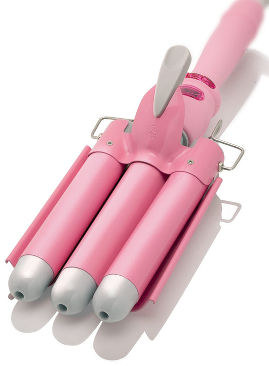 Alure Three Barrel Curling Iron Wand Hair Waver with LCD Temperature Display - 1 Inch Ceramic Tourmaline Triple Barrels, Dual Voltage Crimp