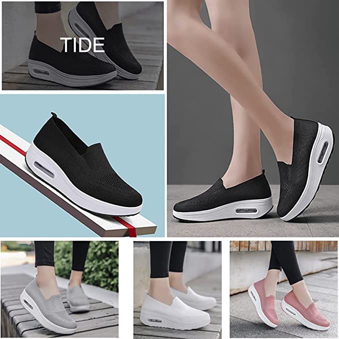 Breathable Wedges Ladies Walking Sneakers